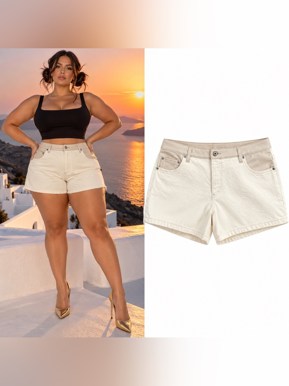 Abercrombie Curve Love High Rise Dad Shorts Size 35 20 Cream Contrast Waist